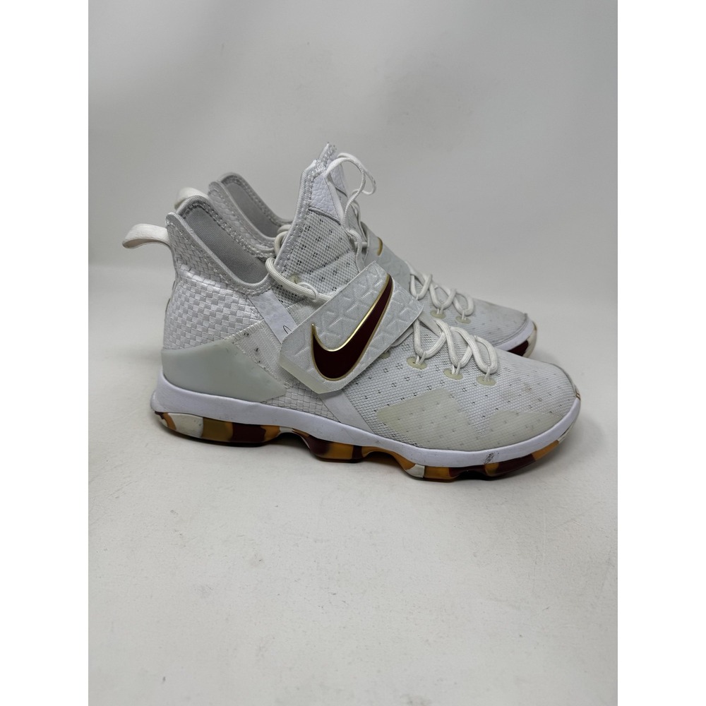 Nike LeBron 14 Shoe Mens Size 12 White Gold Marbled Gum Basketball Sneakers